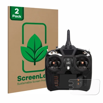 Face avant d’un emballage produit avec le logo de la marque ScreenLeaf. À côté, l’appareil Spektrum NX8 est représenté avec la