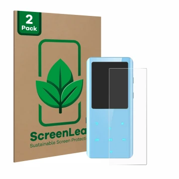 Face avant d’un emballage produit avec le logo de la marque ScreenLeaf. À côté, l’appareil AGPtek A19X est représenté avec la 