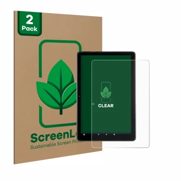 Face avant d’un emballage produit avec le logo de la marque ScreenLeaf. À côté, l’appareil Amazon Fire HD 10 2021 (11ème Gen.)