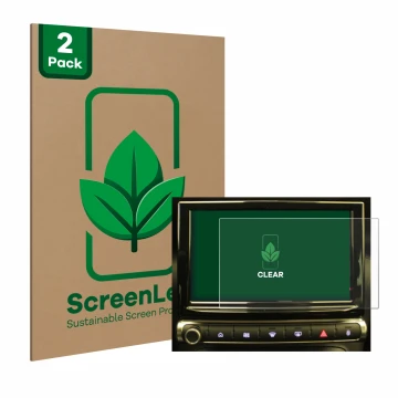 Face avant d’un emballage produit avec le logo de la marque ScreenLeaf. À côté, l’appareil Citroen C3 Aircross Infotainment Sy