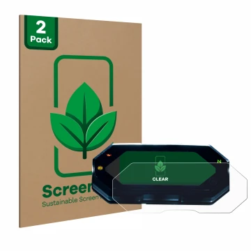 Face avant d’un emballage produit avec le logo de la marque ScreenLeaf. À côté, l’appareil Yamaha MT-07 2021 est représenté av
