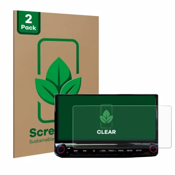 Face avant d’un emballage produit avec le logo de la marque ScreenLeaf. À côté, l’appareil Kia Ceed 2022 Infotainment System 1