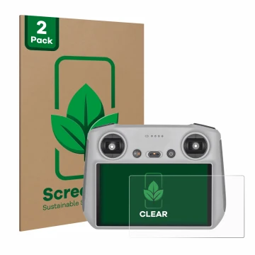 Face avant d’un emballage produit avec le logo de la marque ScreenLeaf. À côté, l’appareil DJI RC Controller est représenté av