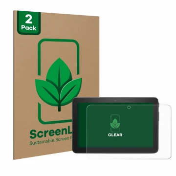 Face avant d’un emballage produit avec le logo de la marque ScreenLeaf. À côté, l’appareil Amazon Fire 7 2022 est représenté a