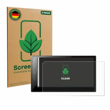Face avant d’un emballage produit avec le logo de la marque ScreenLeaf. À côté, l’appareil Pioneer SPH-DA360DAB est représenté
