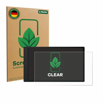 Face avant d’un emballage produit avec le logo de la marque ScreenLeaf. À côté, l’appareil Garmin DriveSmart 76 est représenté