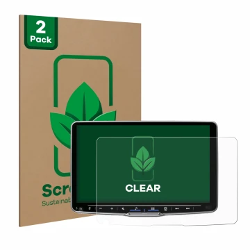 Face avant d’un emballage produit avec le logo de la marque ScreenLeaf. À côté, l’appareil Alpine iLX-F905D est représenté ave