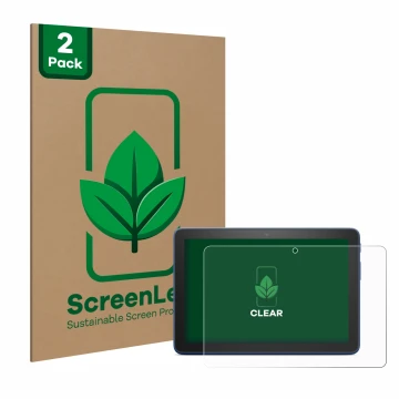 Face avant d’un emballage produit avec le logo de la marque ScreenLeaf. À côté, l’appareil Amazon Fire HD 8 2022 est représent