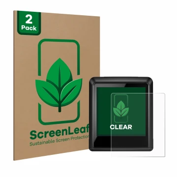 Face avant d’un emballage produit avec le logo de la marque ScreenLeaf. À côté, l’appareil Bosch Intuvia 100 est représenté av
