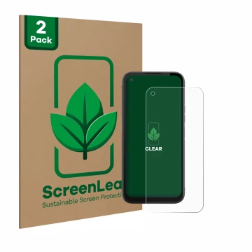 Face avant d’un emballage produit avec le logo de la marque ScreenLeaf. À côté, l’appareil Gigaset GX6 est représenté avec la 