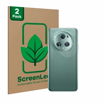 Face avant d’un emballage produit avec le logo de la marque ScreenLeaf. À côté, l’appareil Honor Magic 5 Pro (Caméra UNIQUEMEN