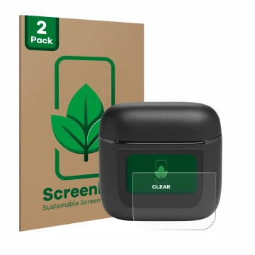 Face avant d’un emballage produit avec le logo de la marque ScreenLeaf. À côté, l’appareil JBL Tour Pro 2 est représenté avec 