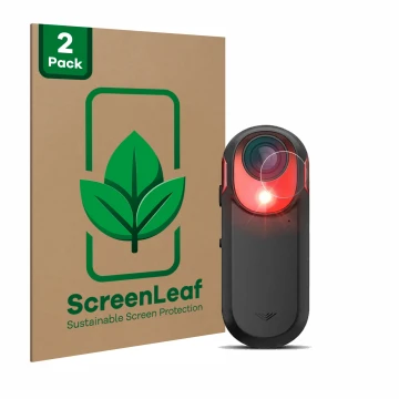 Face avant d’un emballage produit avec le logo de la marque ScreenLeaf. À côté, l’appareil Garmin Varia RCT 715 est représenté