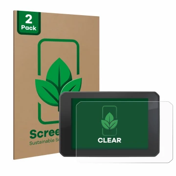 Face avant d’un emballage produit avec le logo de la marque ScreenLeaf. À côté, l’appareil FIT-EBIKE Display Comfort est repré