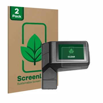 Face avant d’un emballage produit avec le logo de la marque ScreenLeaf. À côté, l’appareil Giant Ridecontrol Dash 2 in 1 est r