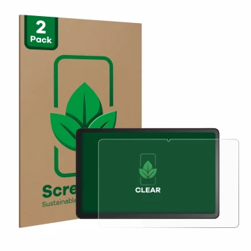 Face avant d’un emballage produit avec le logo de la marque ScreenLeaf. À côté, l’appareil Amazon Fire Max 11 est représenté a