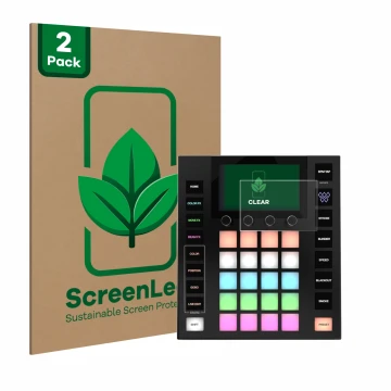Face avant d’un emballage produit avec le logo de la marque ScreenLeaf. À côté, l’appareil Wolfmix W1 est représenté avec la p