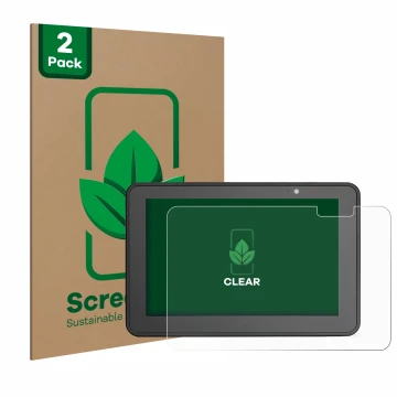 Face avant d’un emballage produit avec le logo de la marque ScreenLeaf. À côté, l’appareil Zebra ET56 8.4