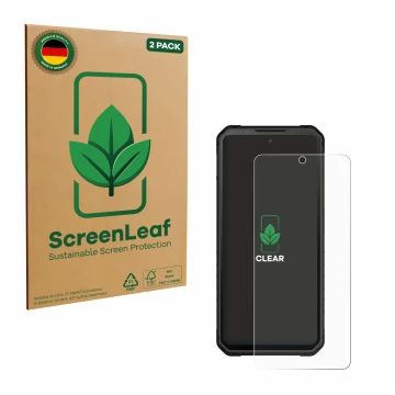 Face avant d’un emballage produit avec le logo de la marque ScreenLeaf. À côté, l’appareil iiiF150 Raptor est représenté avec 