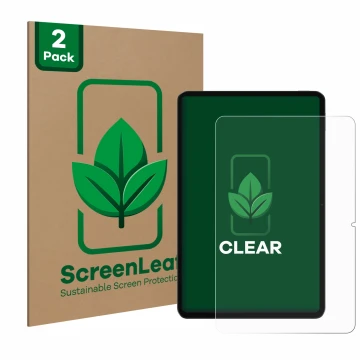 Face avant d’un emballage produit avec le logo de la marque ScreenLeaf. À côté, l’appareil Xiaomi Pad 6 est représenté avec la