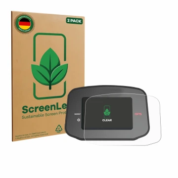 Face avant d’un emballage produit avec le logo de la marque ScreenLeaf. À côté, l’appareil PowaKaddy CT8 GPS est représenté av