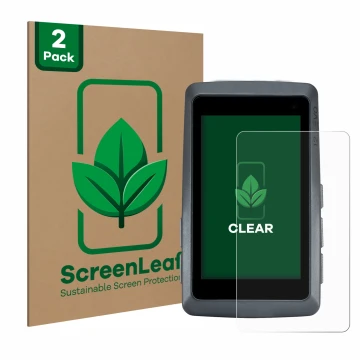 Face avant d’un emballage produit avec le logo de la marque ScreenLeaf. À côté, l’appareil Sigma ROX 12.1 EVO est représenté a