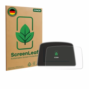 Face avant d’un emballage produit avec le logo de la marque ScreenLeaf. À côté, l’appareil PowaKaddy C2i est représenté avec l