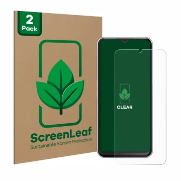 Face avant d’un emballage produit avec le logo de la marque ScreenLeaf. À côté, l’appareil Emporia Smart 6 est représenté avec