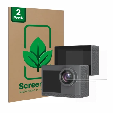 Face avant d’un emballage produit avec le logo de la marque ScreenLeaf. À côté, l’appareil Akaso Brave 4 Pro est représenté av