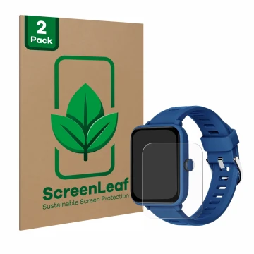 Face avant d’un emballage produit avec le logo de la marque ScreenLeaf. À côté, l’appareil Biggerfive BW01 1.5