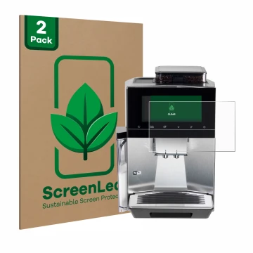 Face avant d’un emballage produit avec le logo de la marque ScreenLeaf. À côté, l’appareil Siemens EQ900 TQ903D03 est représen