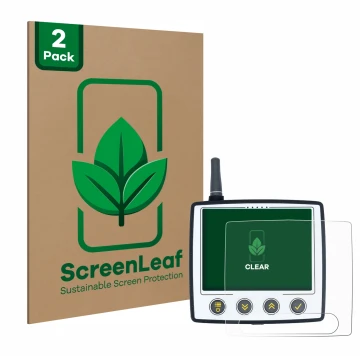 Face avant d’un emballage produit avec le logo de la marque ScreenLeaf. À côté, l’appareil Skytraxx 5 est représenté avec la p