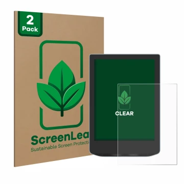 Face avant d’un emballage produit avec le logo de la marque ScreenLeaf. À côté, l’appareil Vivlio Light HD est représenté avec