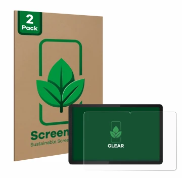 Face avant d’un emballage produit avec le logo de la marque ScreenLeaf. À côté, l’appareil Lenovo Tab M11 est représenté avec 