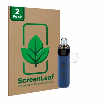 Face avant d’un emballage produit avec le logo de la marque ScreenLeaf. À côté, l’appareil Wolkenkraft Äris Ultra est représen
