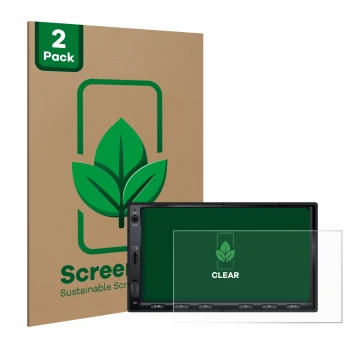 Face avant d’un emballage produit avec le logo de la marque ScreenLeaf. À côté, l’appareil Atoto F7 WE est représenté avec la 