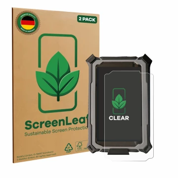 Face avant d’un emballage produit avec le logo de la marque ScreenLeaf. À côté, l’appareil Carpe Iter Pad V4B est représenté a