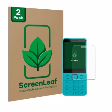 Face avant d’un emballage produit avec le logo de la marque ScreenLeaf. À côté, l’appareil Nokia 235 4G (2024) est représenté 