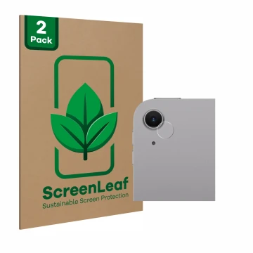 Face avant d’un emballage produit avec le logo de la marque ScreenLeaf. À côté, l’appareil Apple iPad Air 11