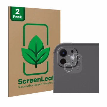 Face avant d’un emballage produit avec le logo de la marque ScreenLeaf. À côté, l’appareil Apple iPad Pro 13