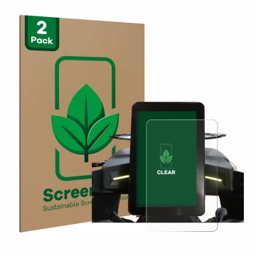 Face avant d’un emballage produit avec le logo de la marque ScreenLeaf. À côté, l’appareil CFMOTO 800NK Advanced est représent