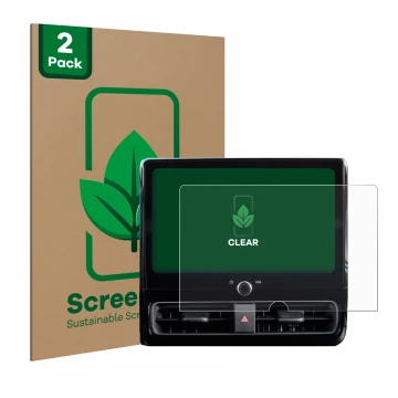 Face avant d’un emballage produit avec le logo de la marque ScreenLeaf. À côté, l’appareil Toyota Yaris 2024 Smart Connect 10.