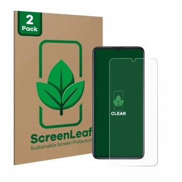 Face avant d’un emballage produit avec le logo de la marque ScreenLeaf. À côté, l’appareil Oukitel C51 est représenté avec la 