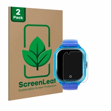 Face avant d’un emballage produit avec le logo de la marque ScreenLeaf. À côté, l’appareil SaveFamily Enjoy est représenté ave