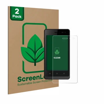 Face avant d’un emballage produit avec le logo de la marque ScreenLeaf. À côté, l’appareil Logicom Wave 2 est représenté avec 