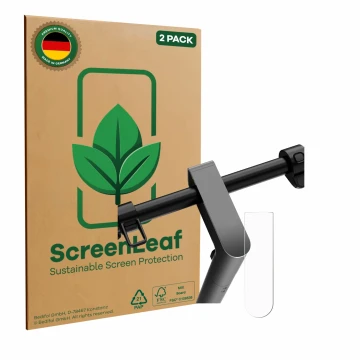 Face avant d’un emballage produit avec le logo de la marque ScreenLeaf. À côté, l’appareil Navee S65 est représenté avec la pr