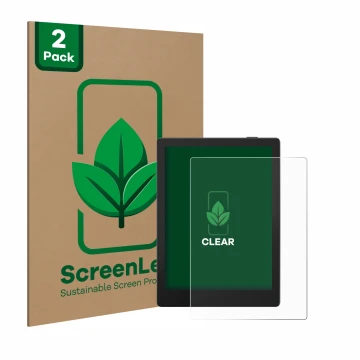 Face avant d’un emballage produit avec le logo de la marque ScreenLeaf. À côté, l’appareil Boox Go 6 est représenté avec la pr