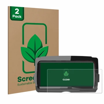 Face avant d’un emballage produit avec le logo de la marque ScreenLeaf. À côté, l’appareil Harley Davidson Soundstream V2 est 