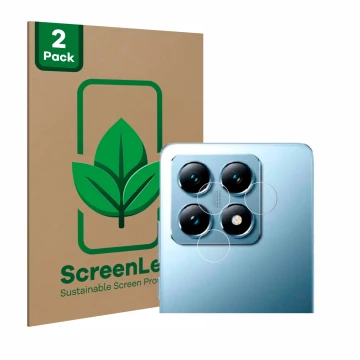 Face avant d’un emballage produit avec le logo de la marque ScreenLeaf. À côté, l’appareil Xiaomi 14T (Caméra UNIQUEMENT) est 