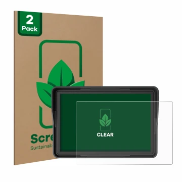 Face avant d’un emballage produit avec le logo de la marque ScreenLeaf. À côté, l’appareil Essgoo Motorrad Carplay 5